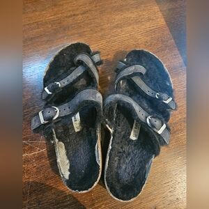 Birkenstock Mayari Shearling Sandals BLACK Shoes 41 Us 10 Womens